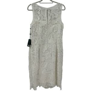 NWT Adrianna Papell Illusion neckline lace white bodycon dress